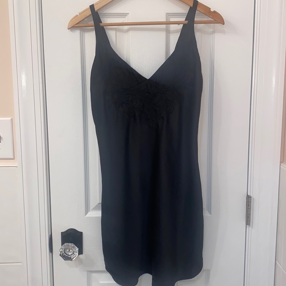 Victoria Secret Gold Label 100% Silk Black Mini Slip Size S